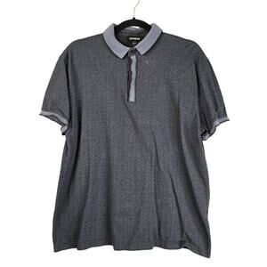 Express Polo Shirt Mens Large Gray Geometric Pattern Cotton Short Sleeve Casual